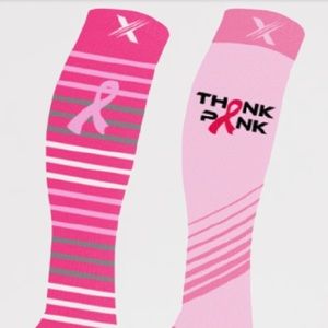 PINK cancer awareness compression socks, 2 pair